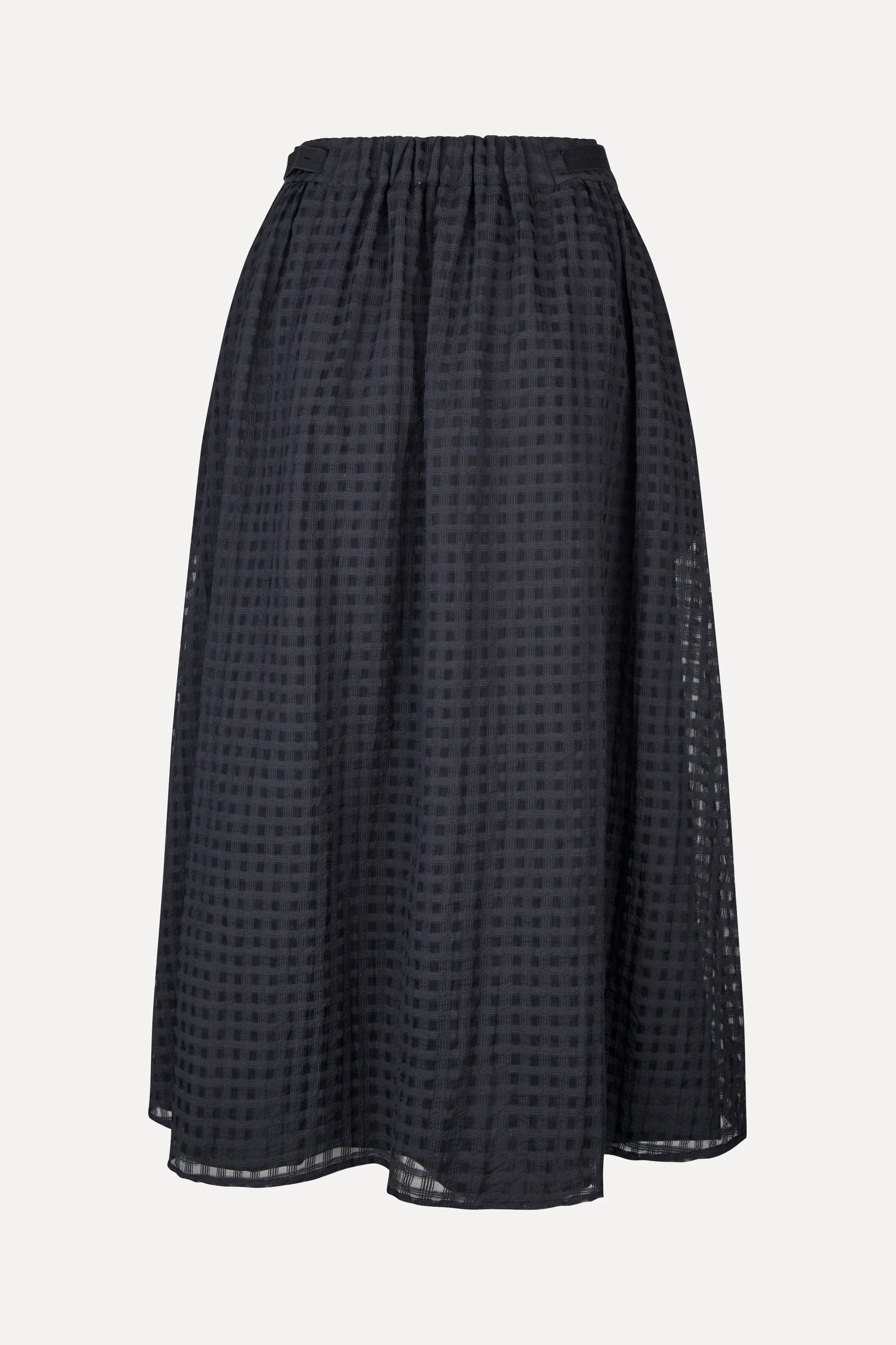 Adjustable Waist Voluminous Midi Skirt - Checkered Organza - Image 4