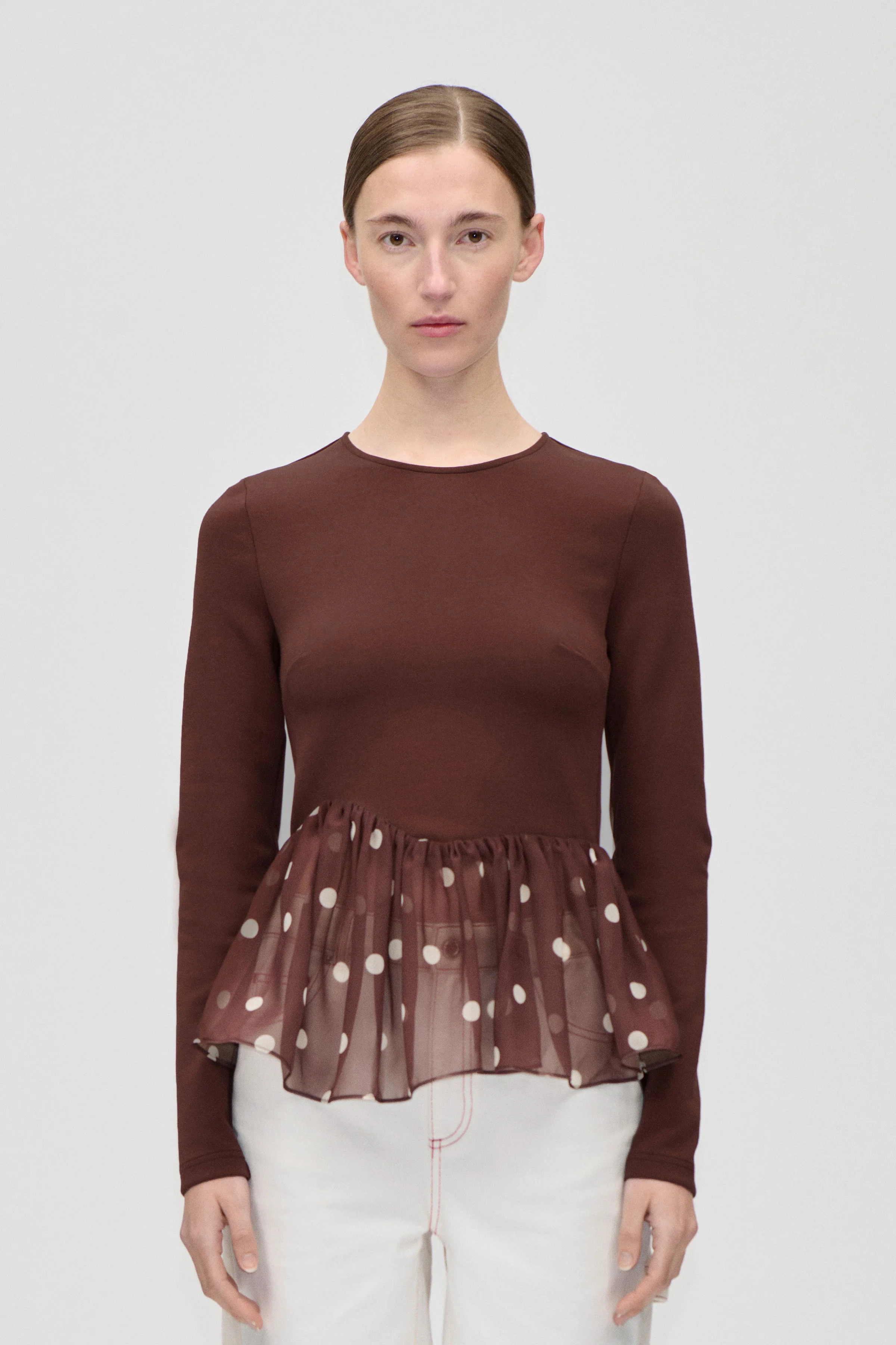 Asymmetrical Draped Top - Artist Blurry Dots