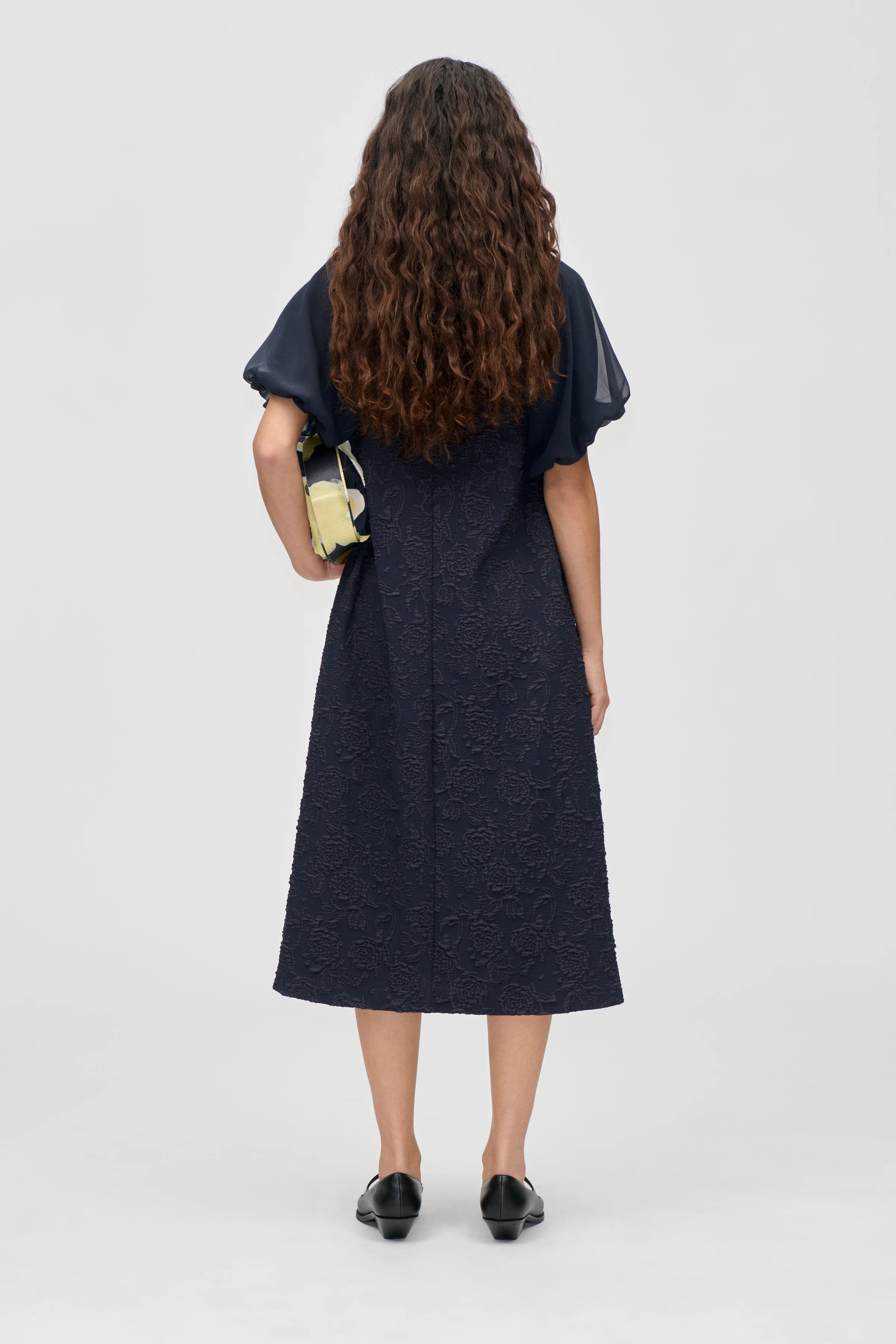 Balloon Sleeve Midi Dress - Garden Relief - Image 2