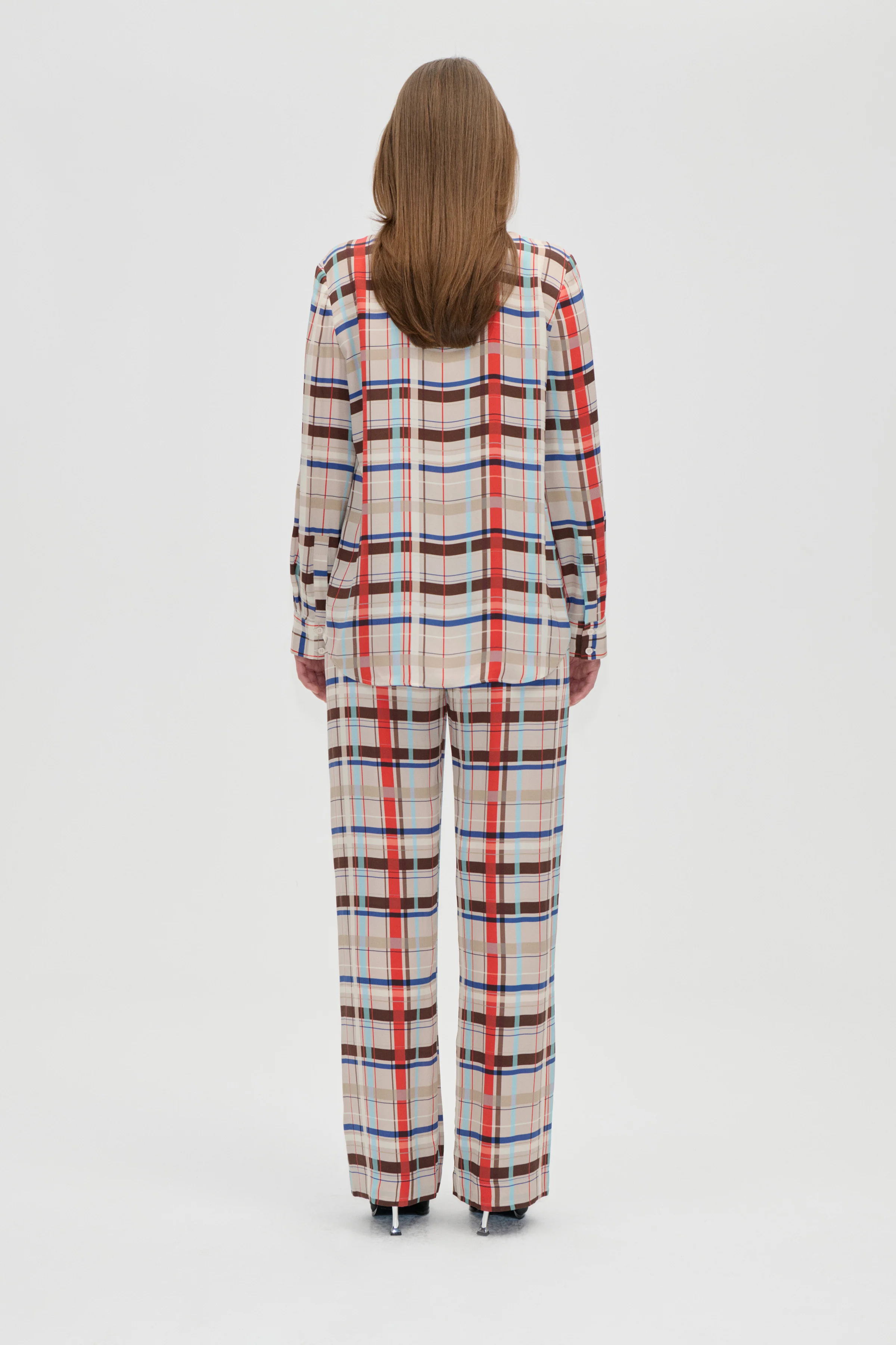 Elasticated Long Pants - Scarlet Grid - Image 2