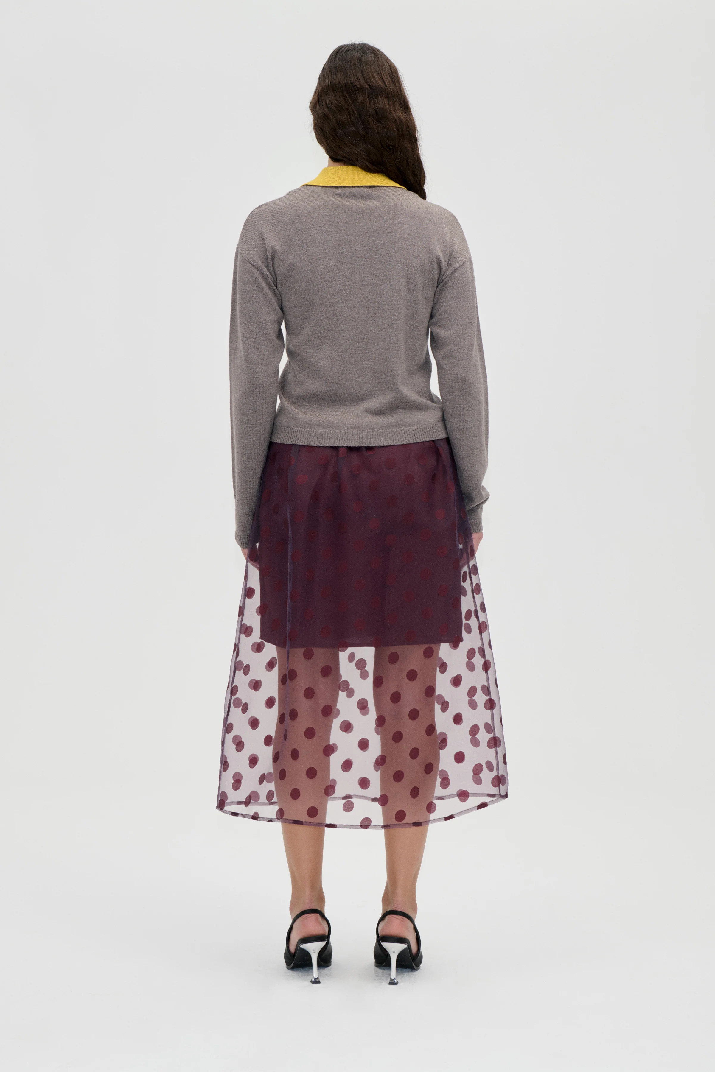 Elasticated Waistband Midi Skirt - Polka - Image 2