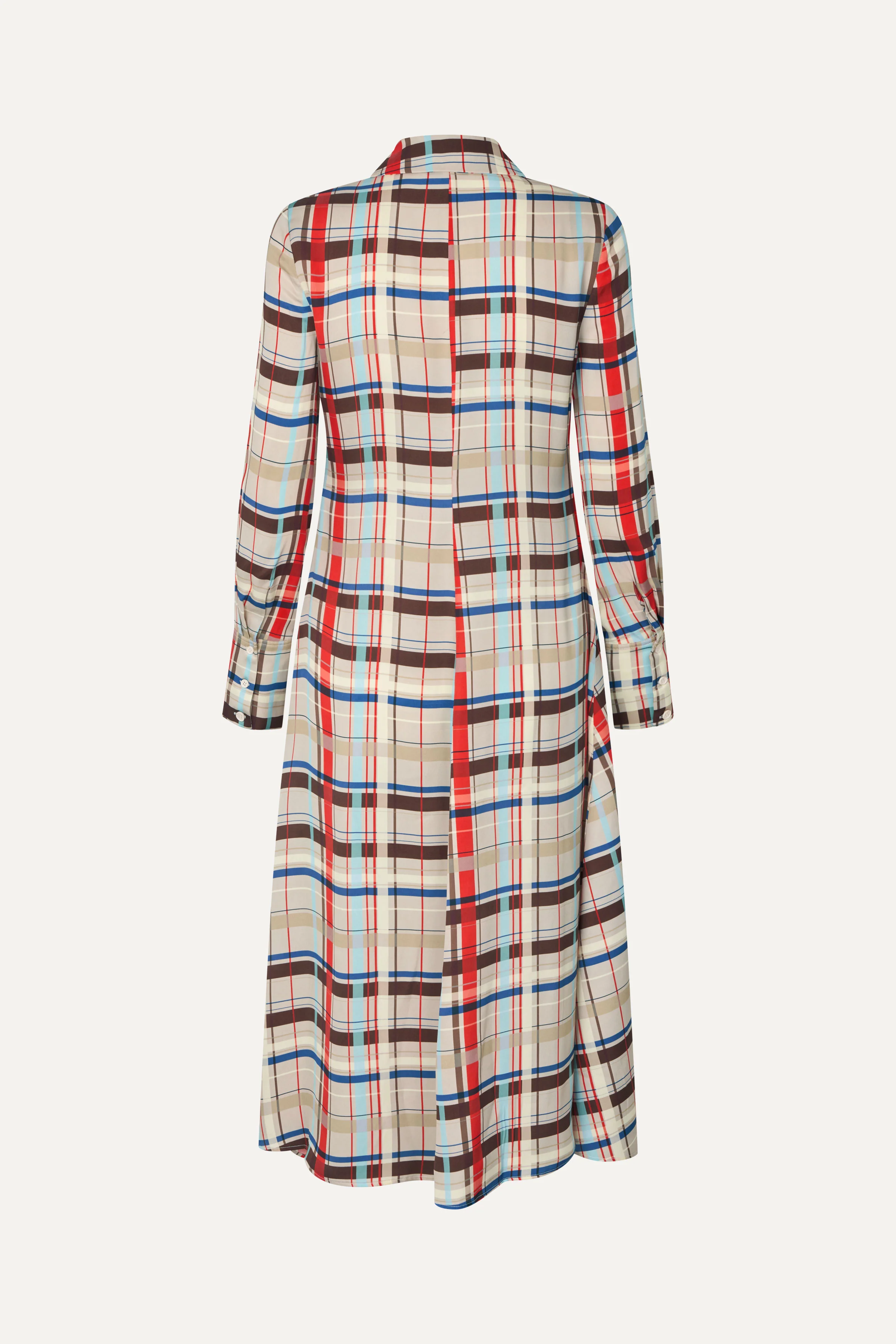 Front Placket Midi Polo Dress - Scarlet Grid - Image 4