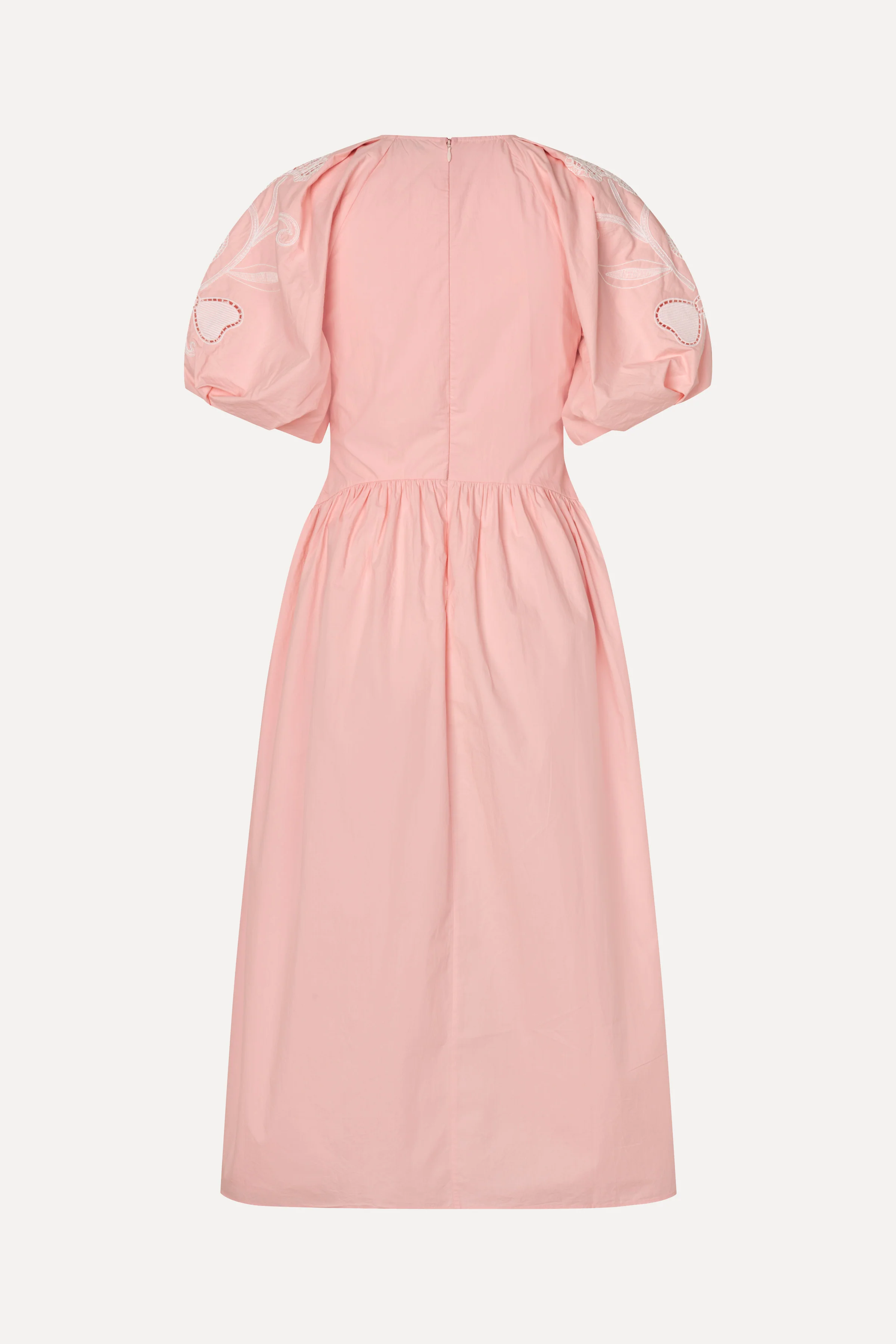 Gathered Raglan Sleeve Midi Dress - Ballerina Broderie - Image 5