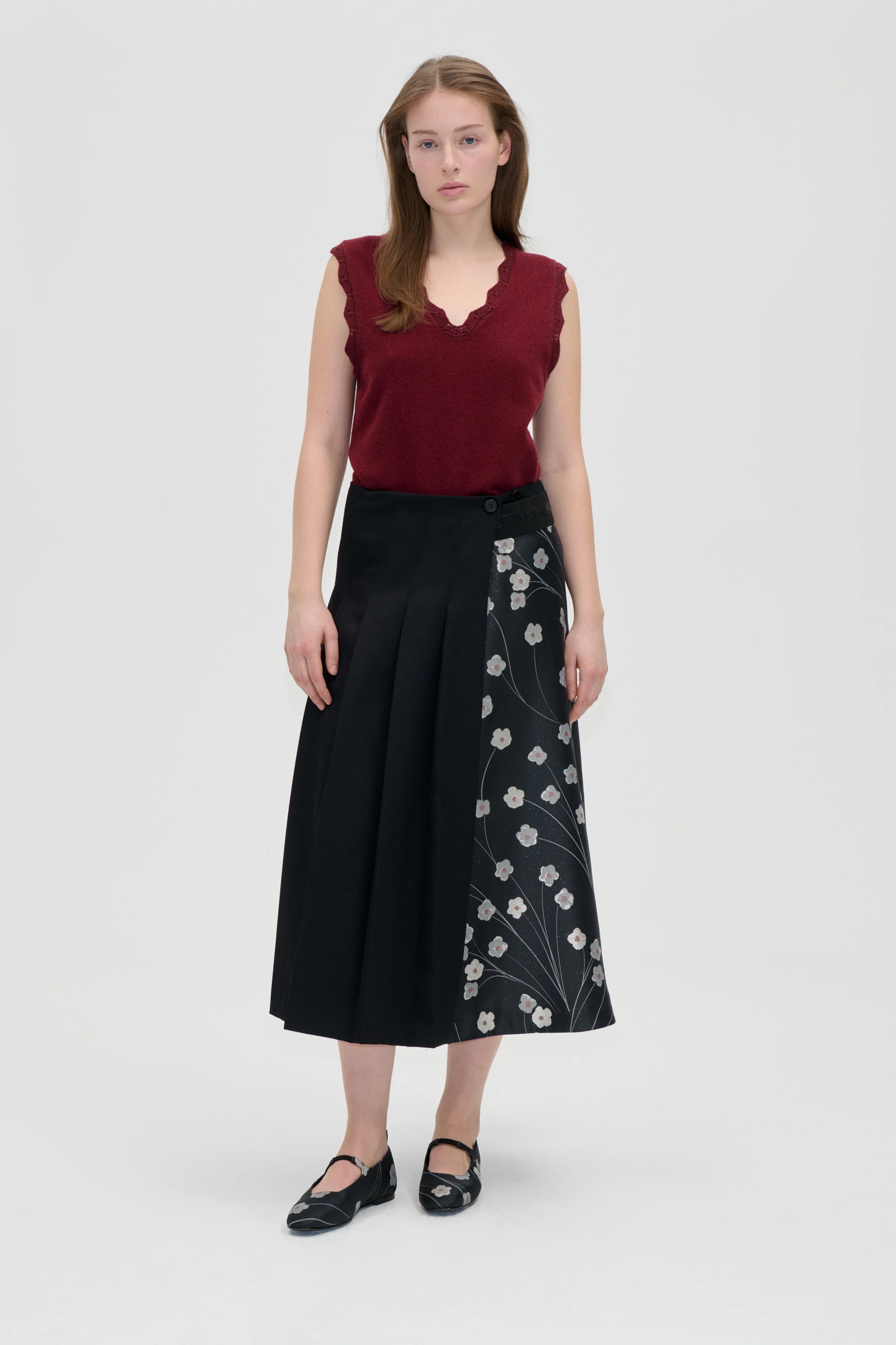 Hybrid Pleated Midi Skirt - Bouquet In Pieces