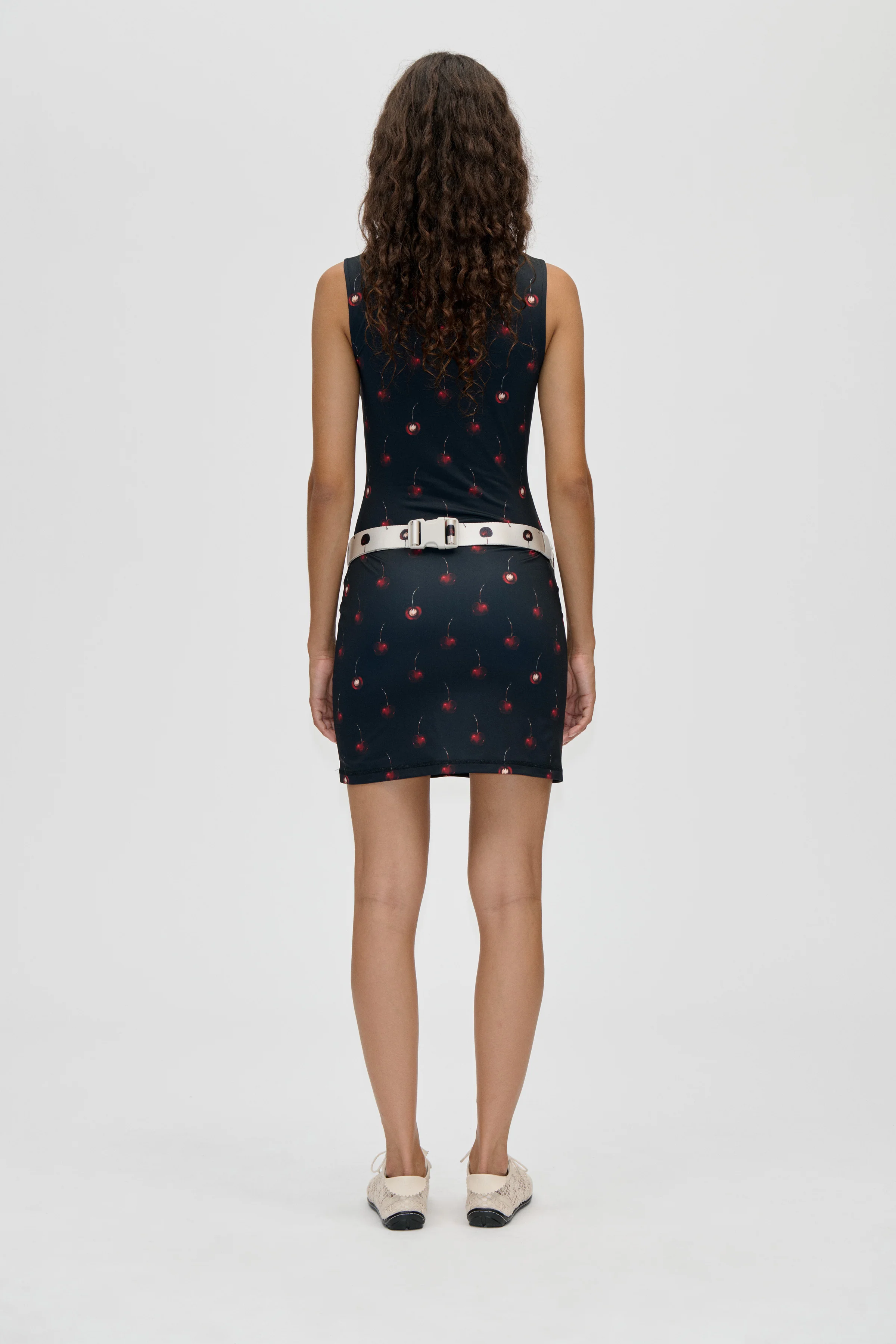 Keyhole Sleeveless Dress - Cherries - Image 2