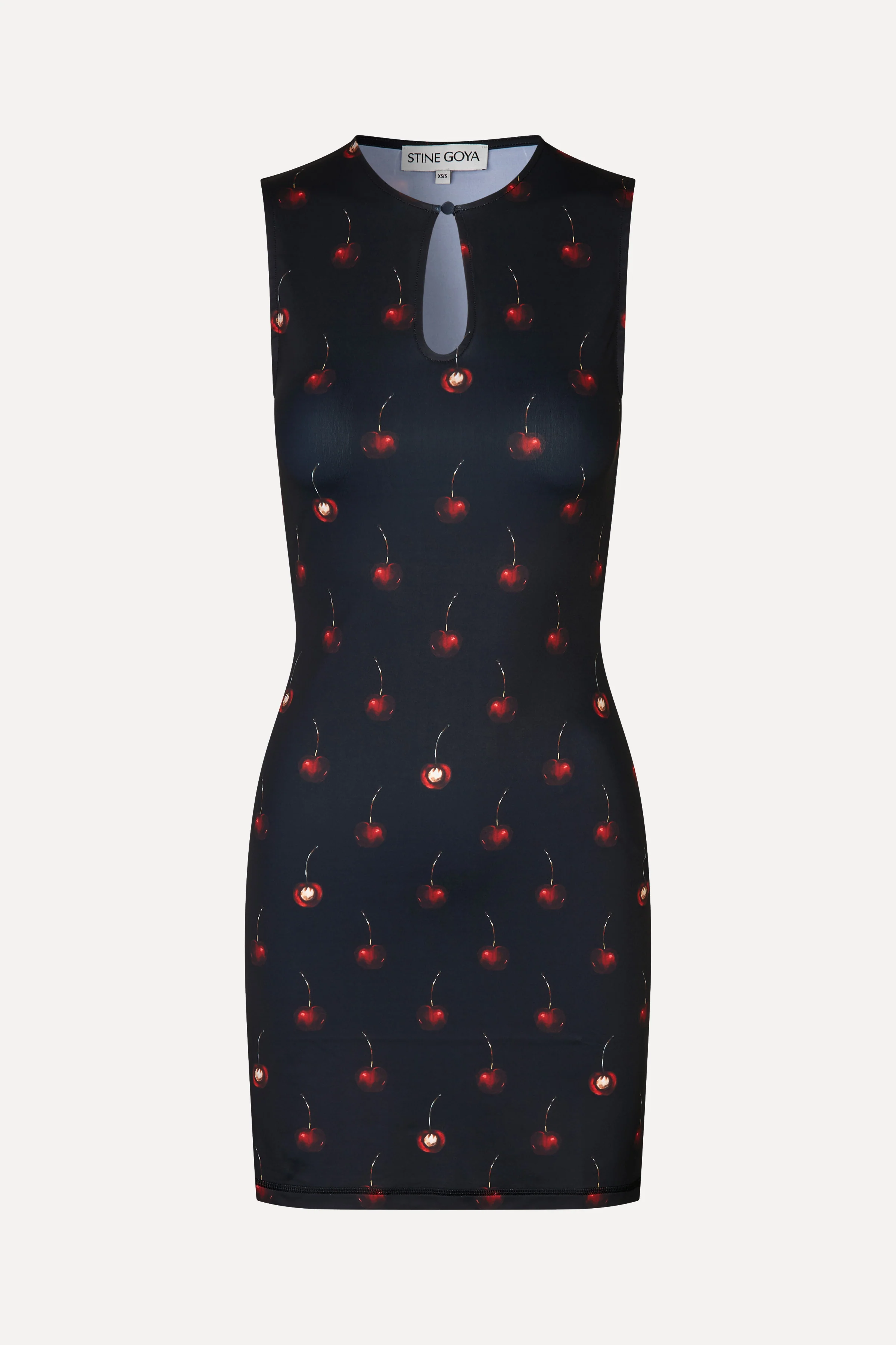 Keyhole Sleeveless Dress - Cherries - Image 3