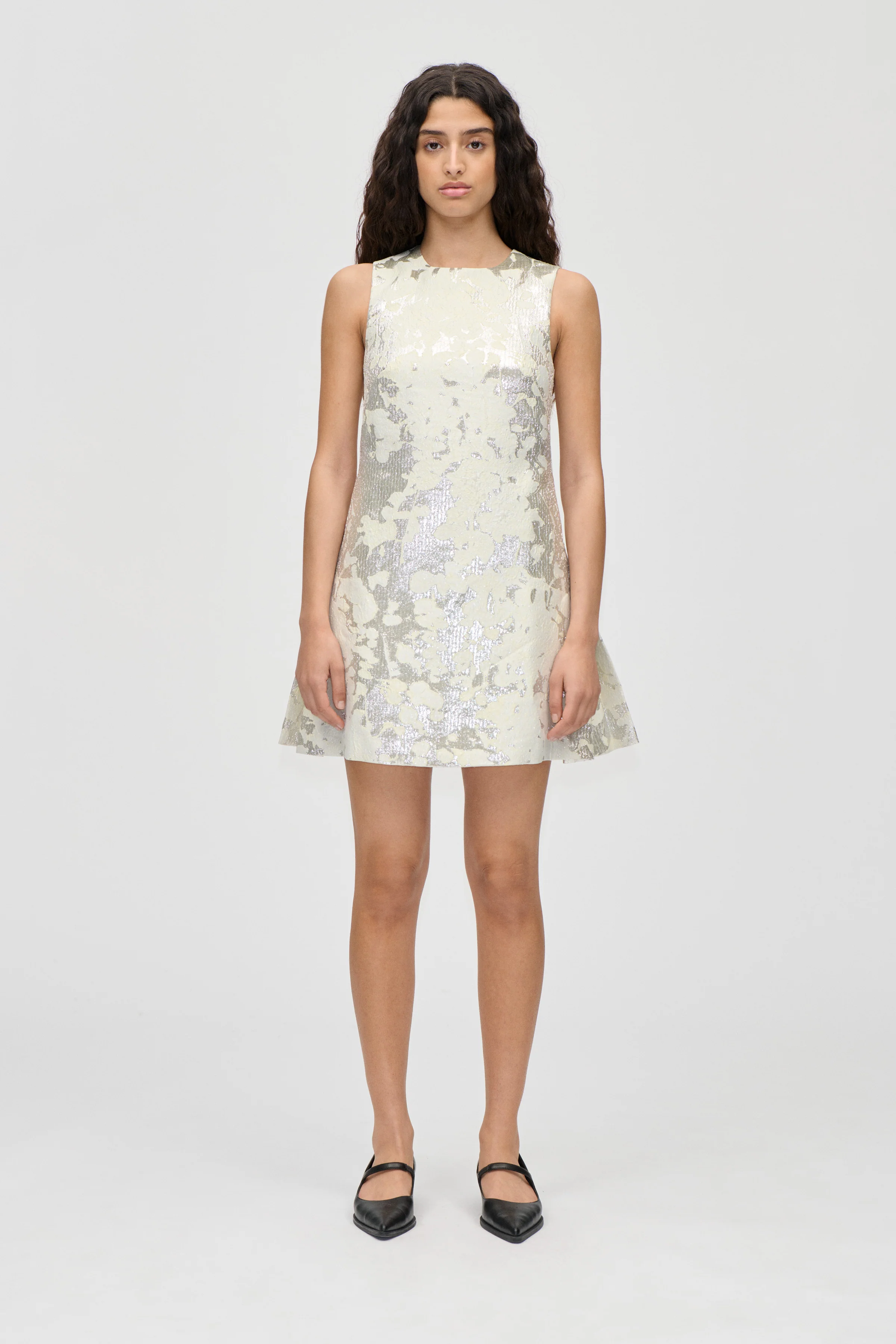 Kick Pleat Mini Dress - Lurex Garden