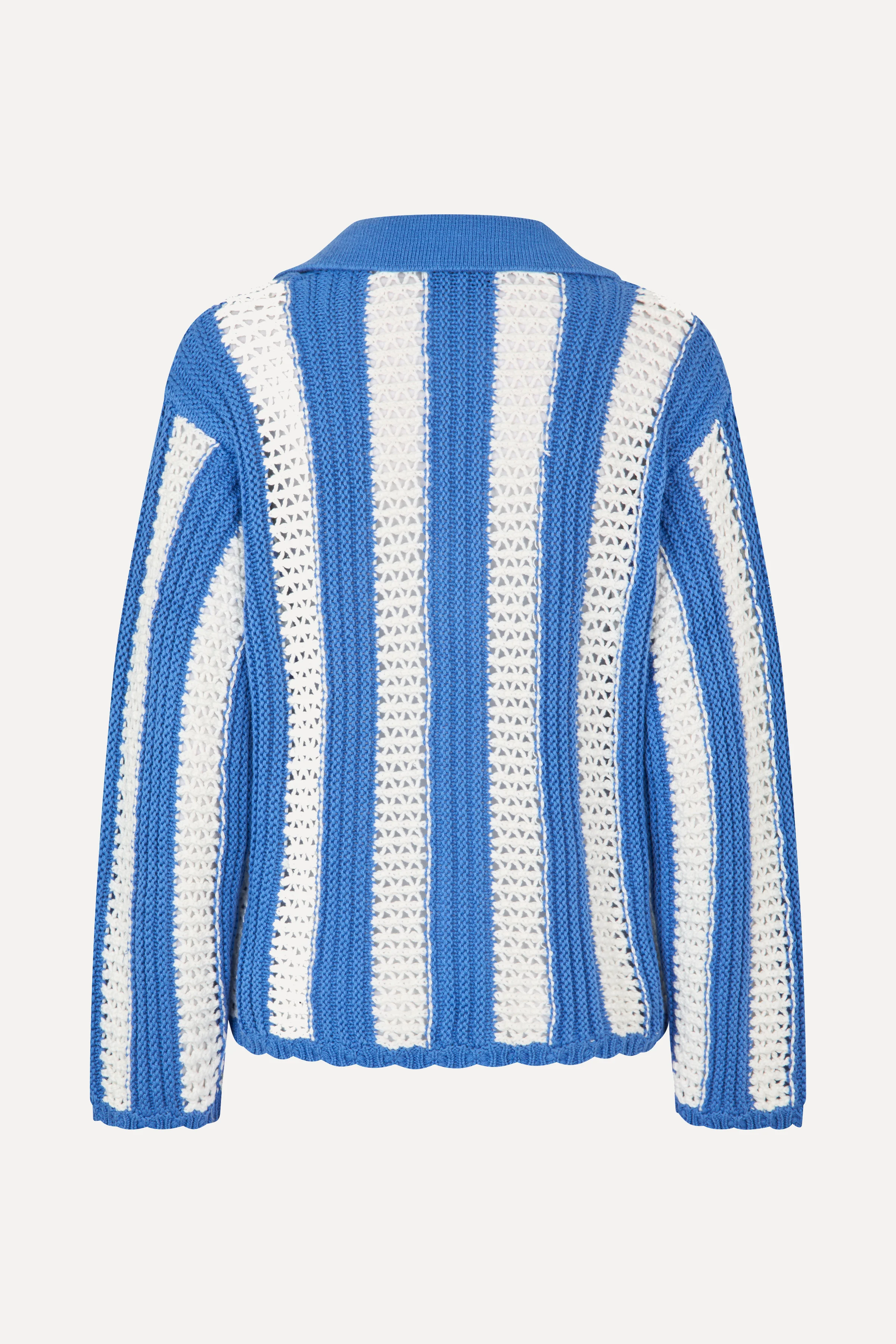 Knit Collar Cardigan - Baseball Stripes - Image 4