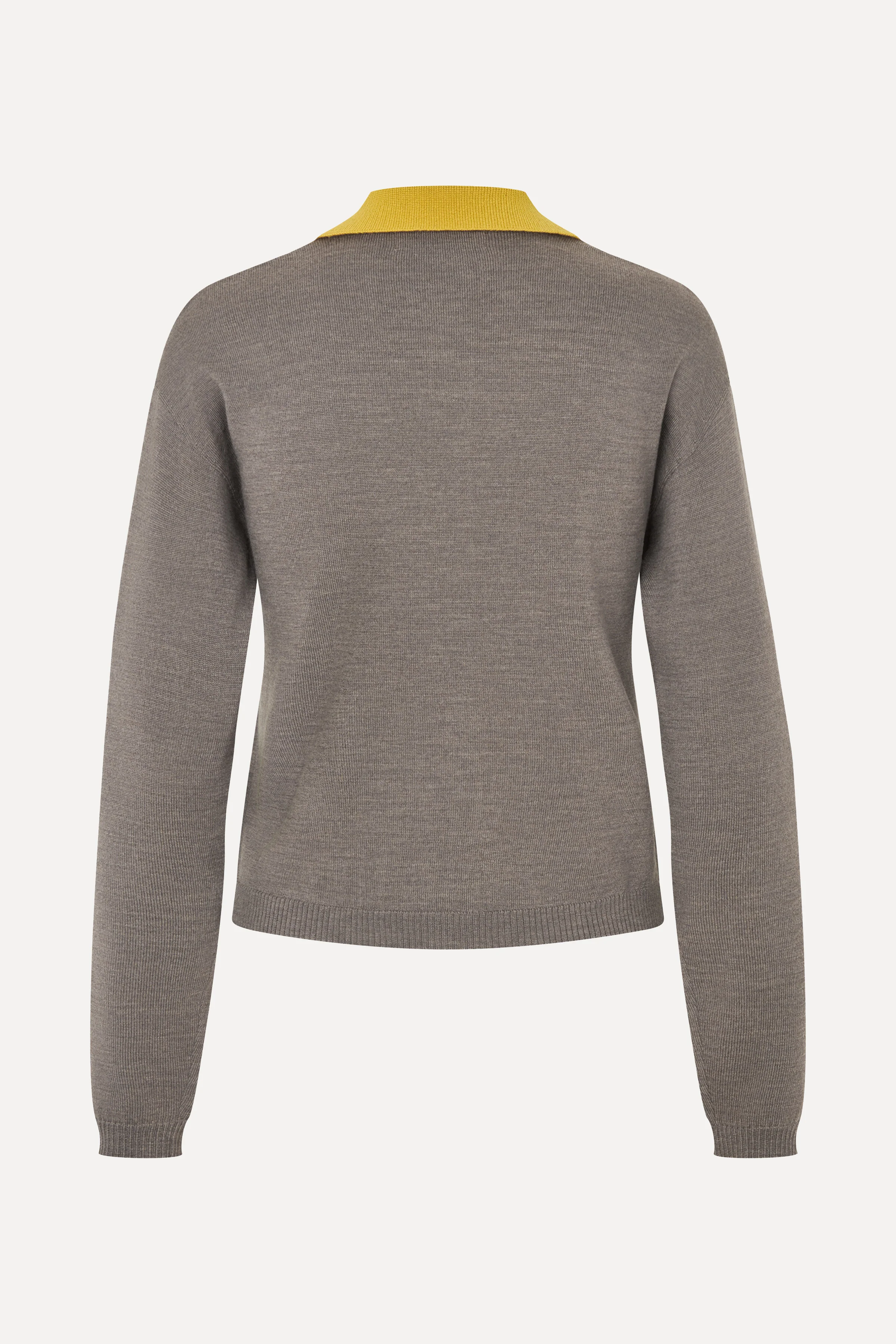 Layered Long Sleeve Cardigan - Grey / Mustard - Image 4