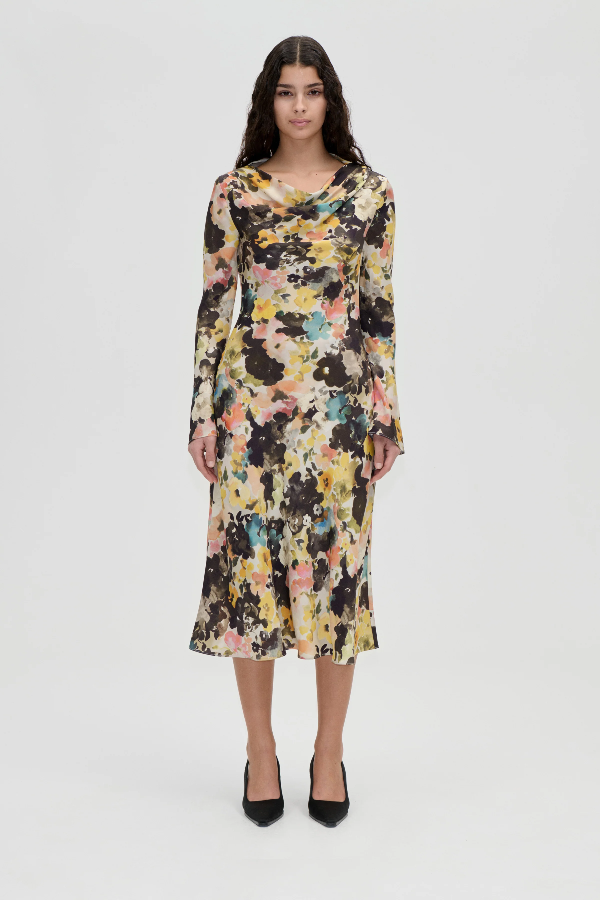 Long Flared Sleeve Dress - The Sentimental Bloom