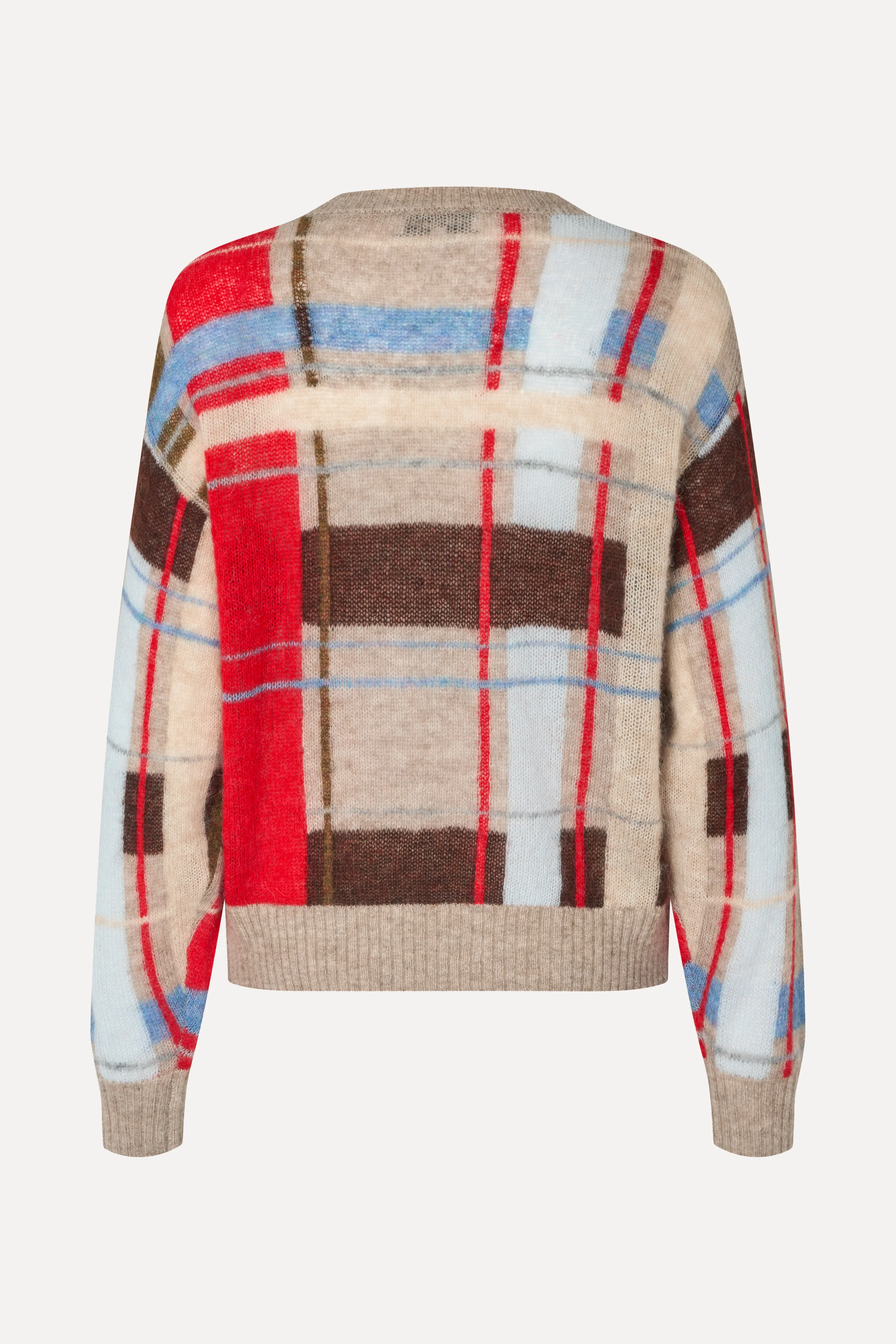 Long Sleeve Crewneck Knit - Scarlet Grid - Image 4
