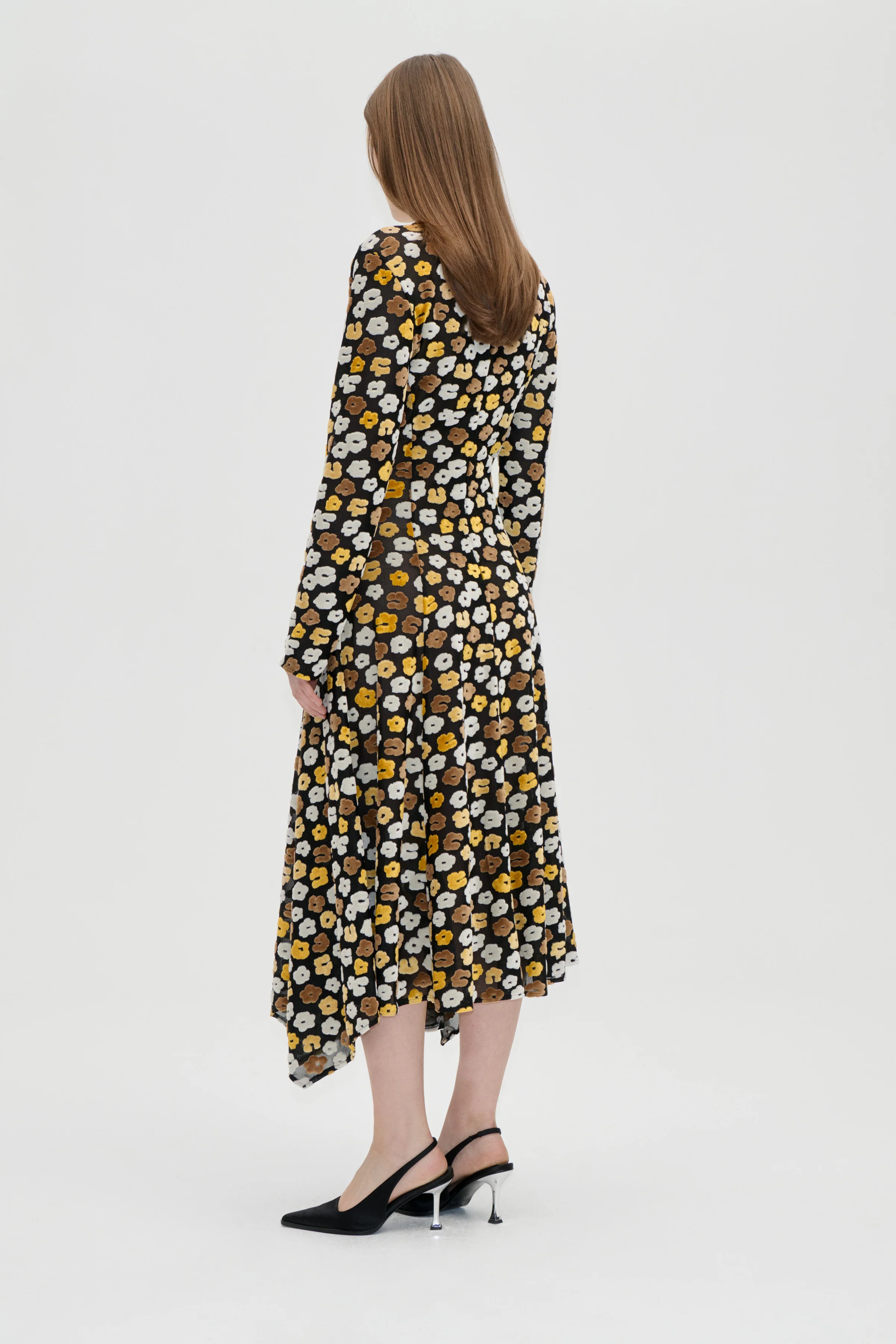 Long Sleeve Gathered Dress - Petal Polka - Image 2