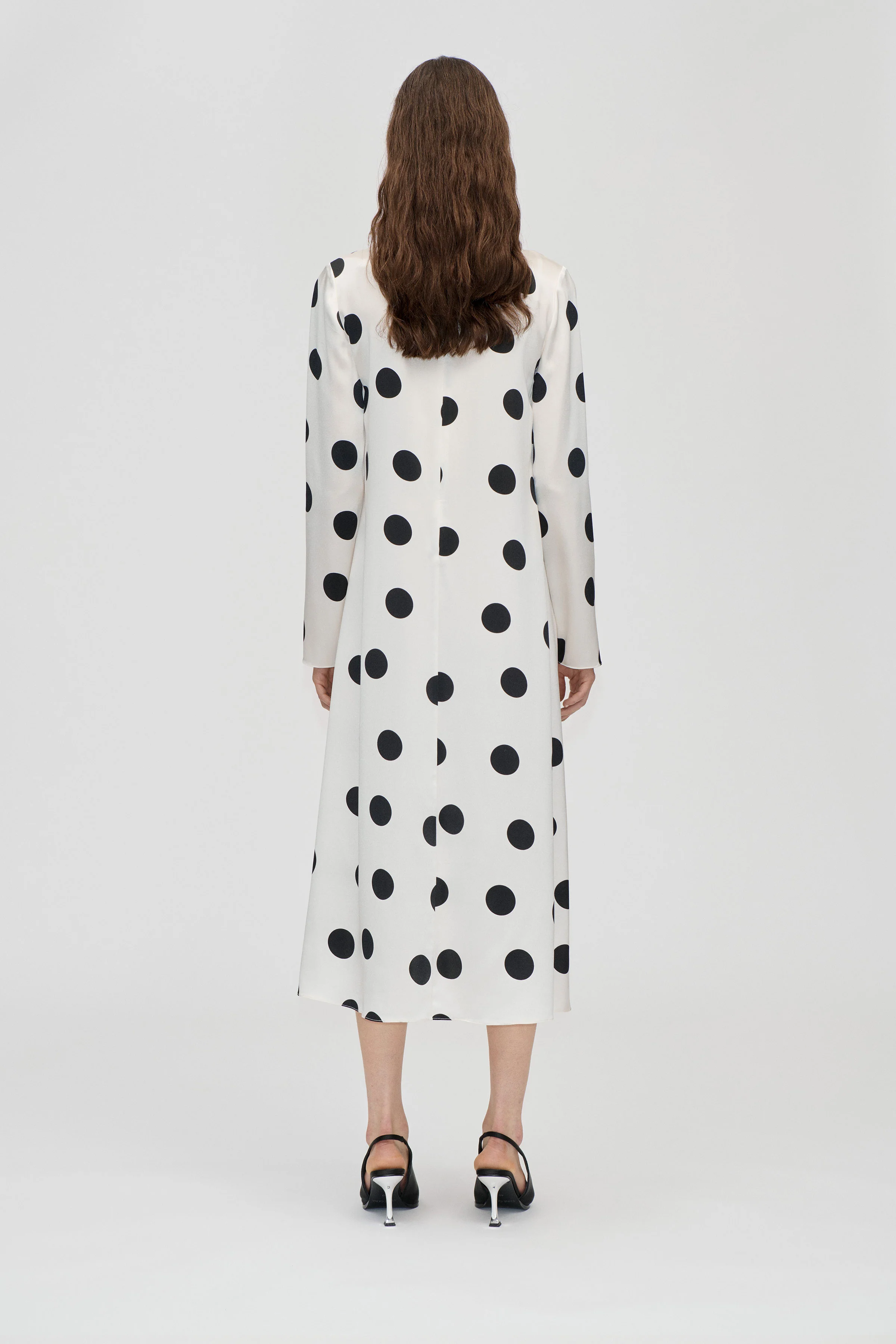 Long Sleeve Midi Dress - Black Dots - Image 2