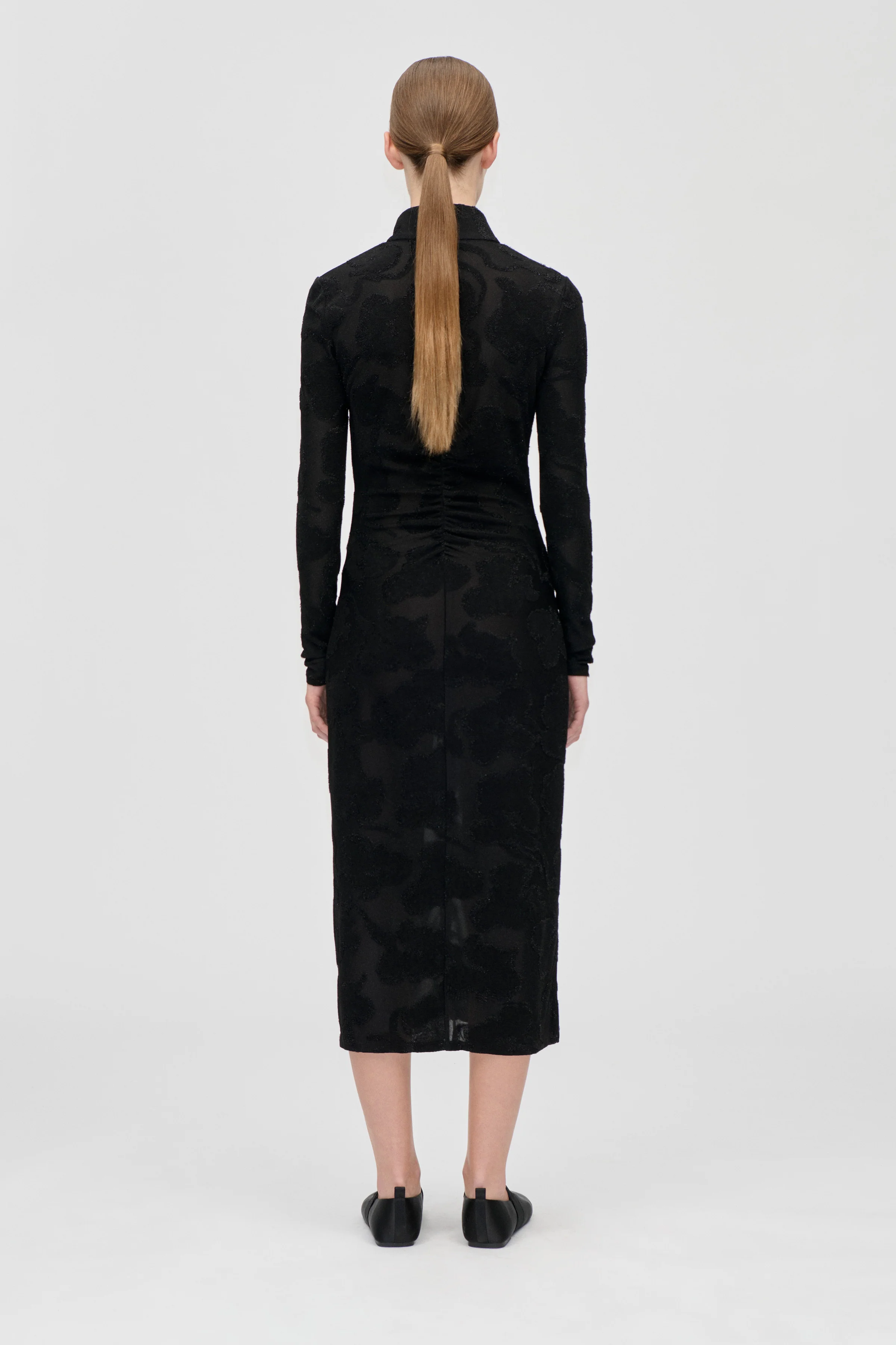 Long Sleeve Zip Dress - Black Petunias - Image 2
