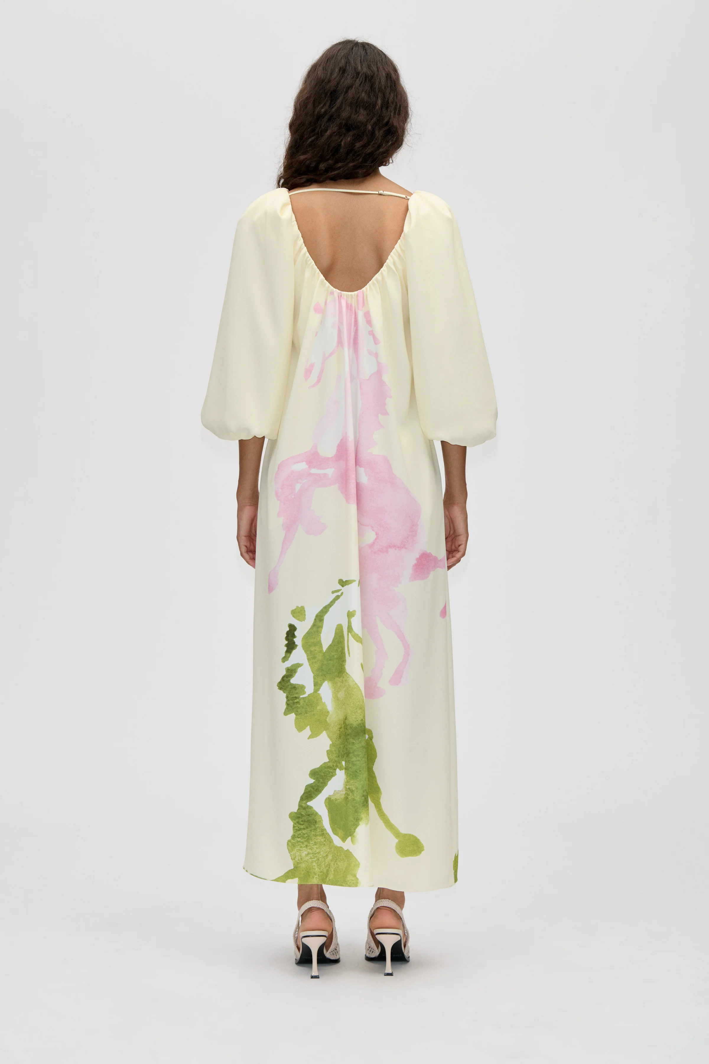 Romantic Voluminous Sleeve Dress - Horses - Image 2