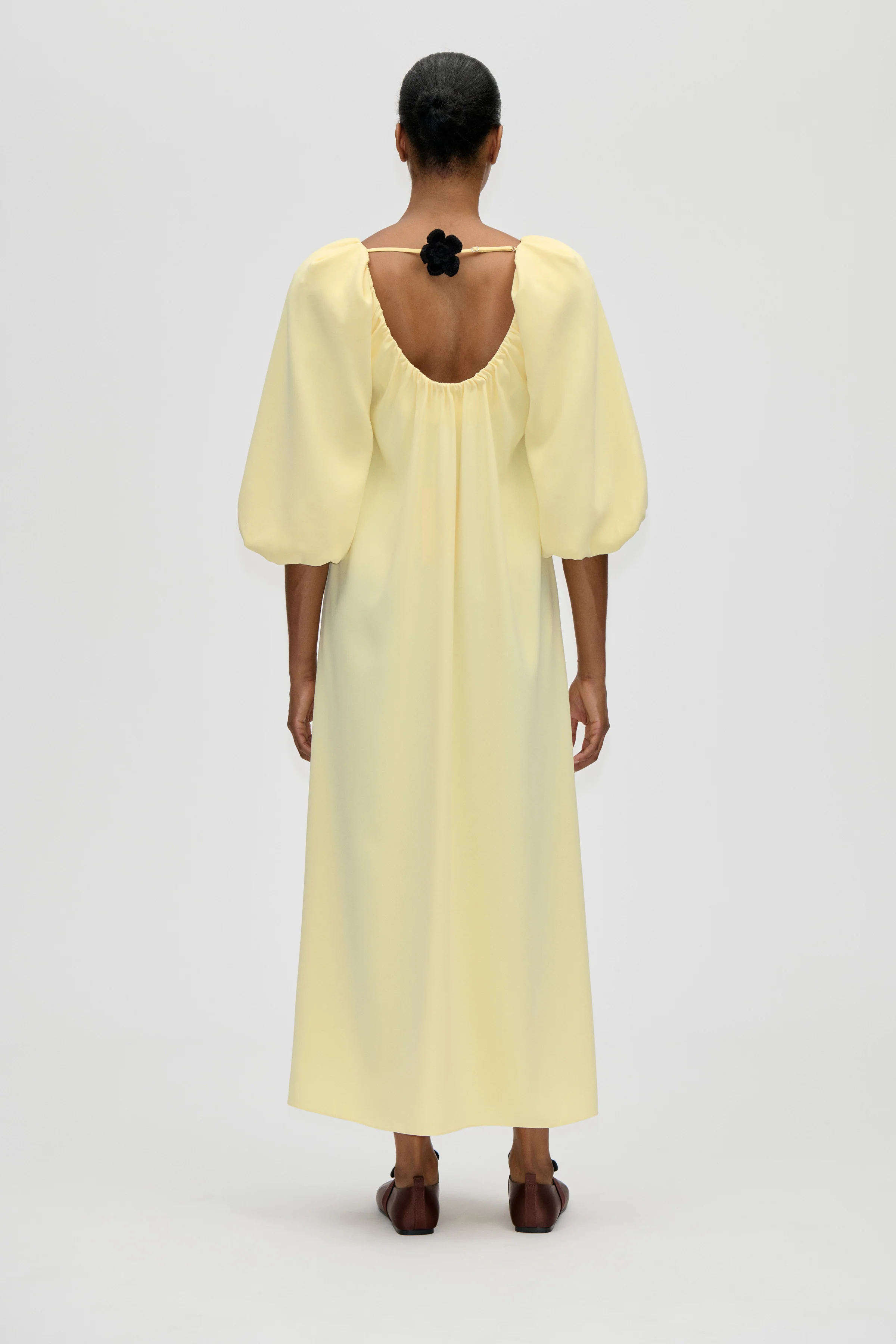 Romantic Voluminous Sleeve Dress - Pastel Yellow - Image 2