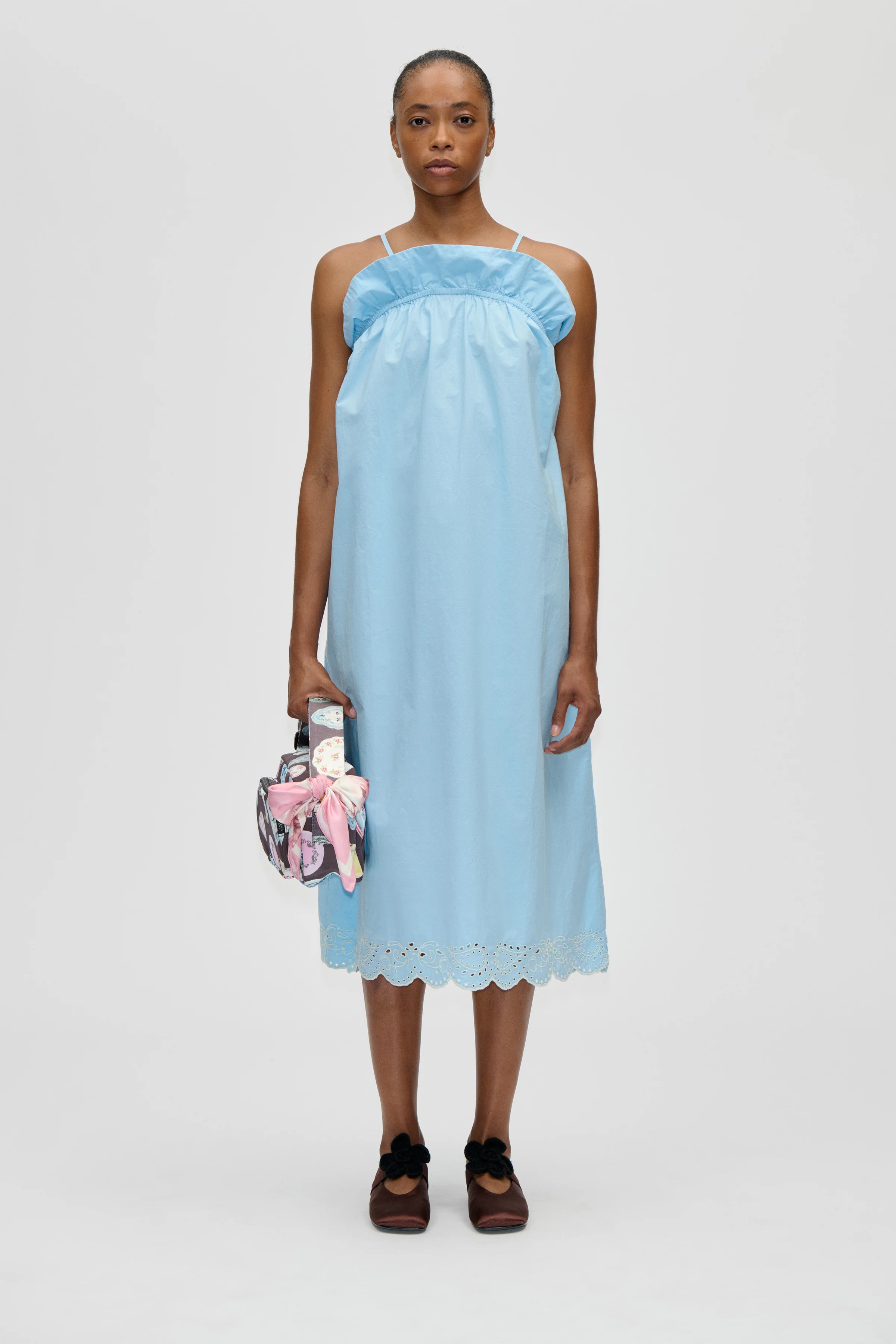 Scalloped Strap Midi Dress - Teapot Blue