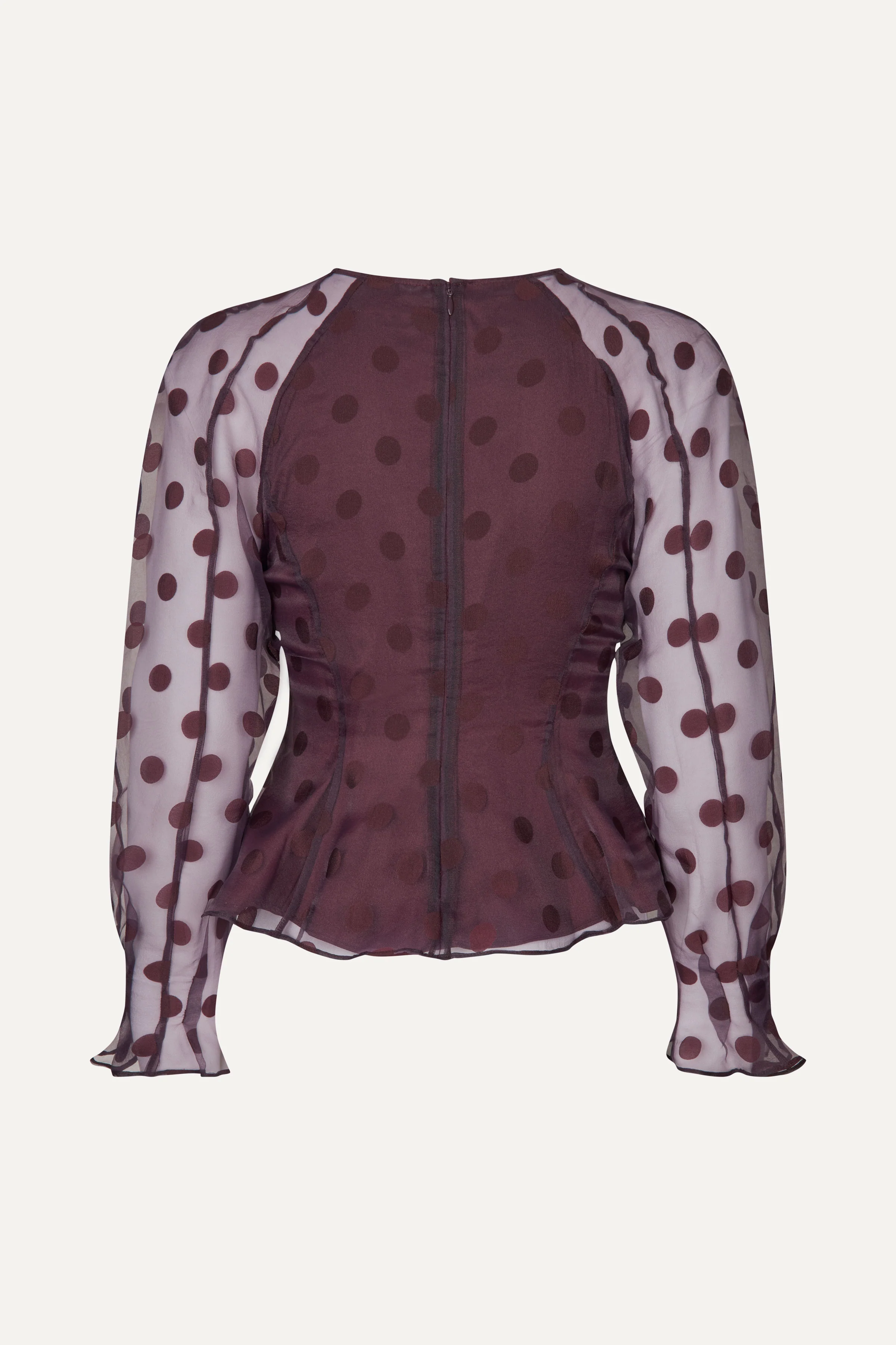 Sheer Peplum Top - Polka - Image 4