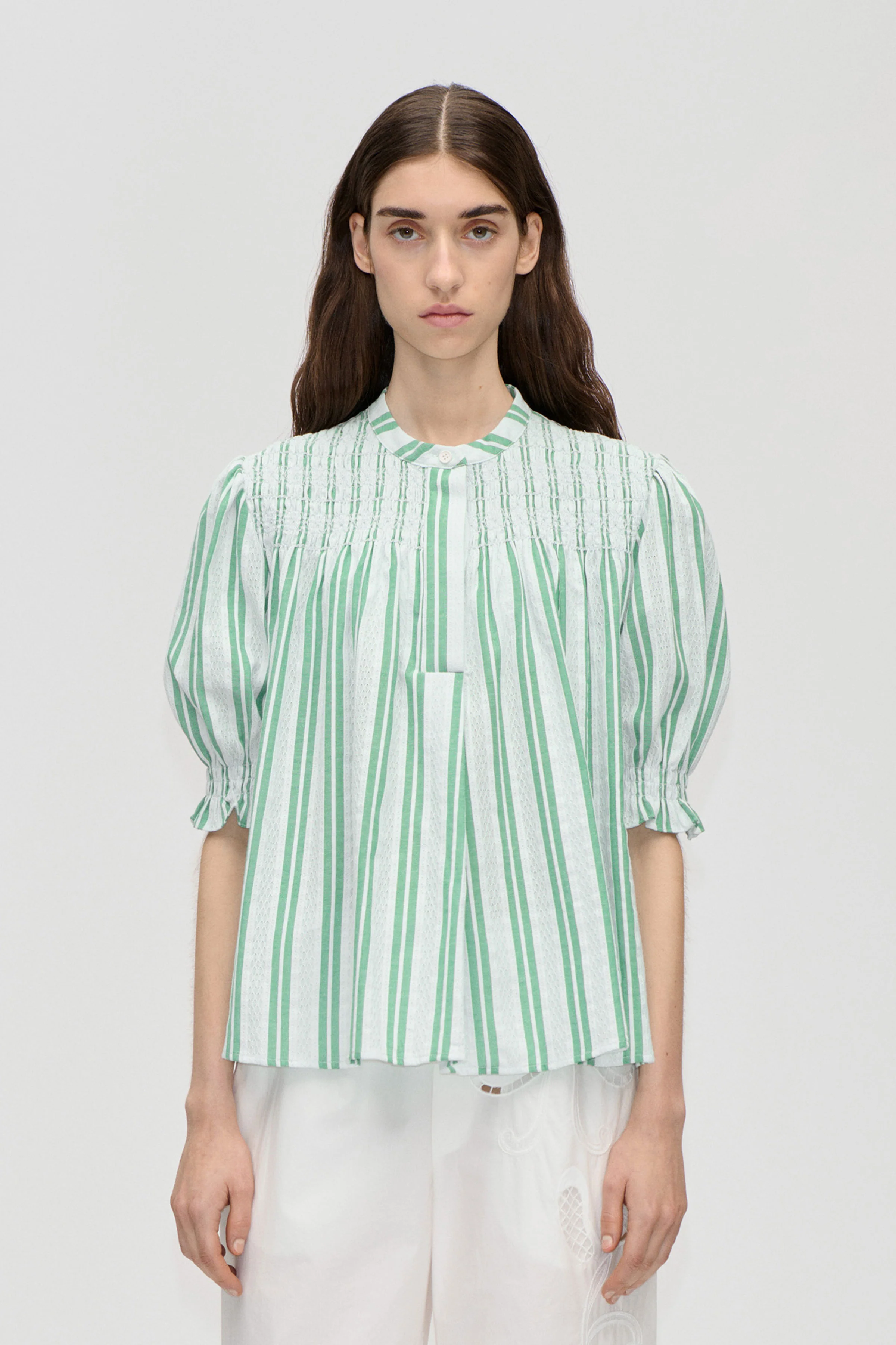 Smocked Gathered Top - Smocked Stripes